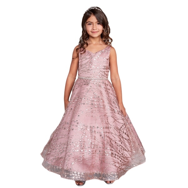 gold glitter flower girl dress