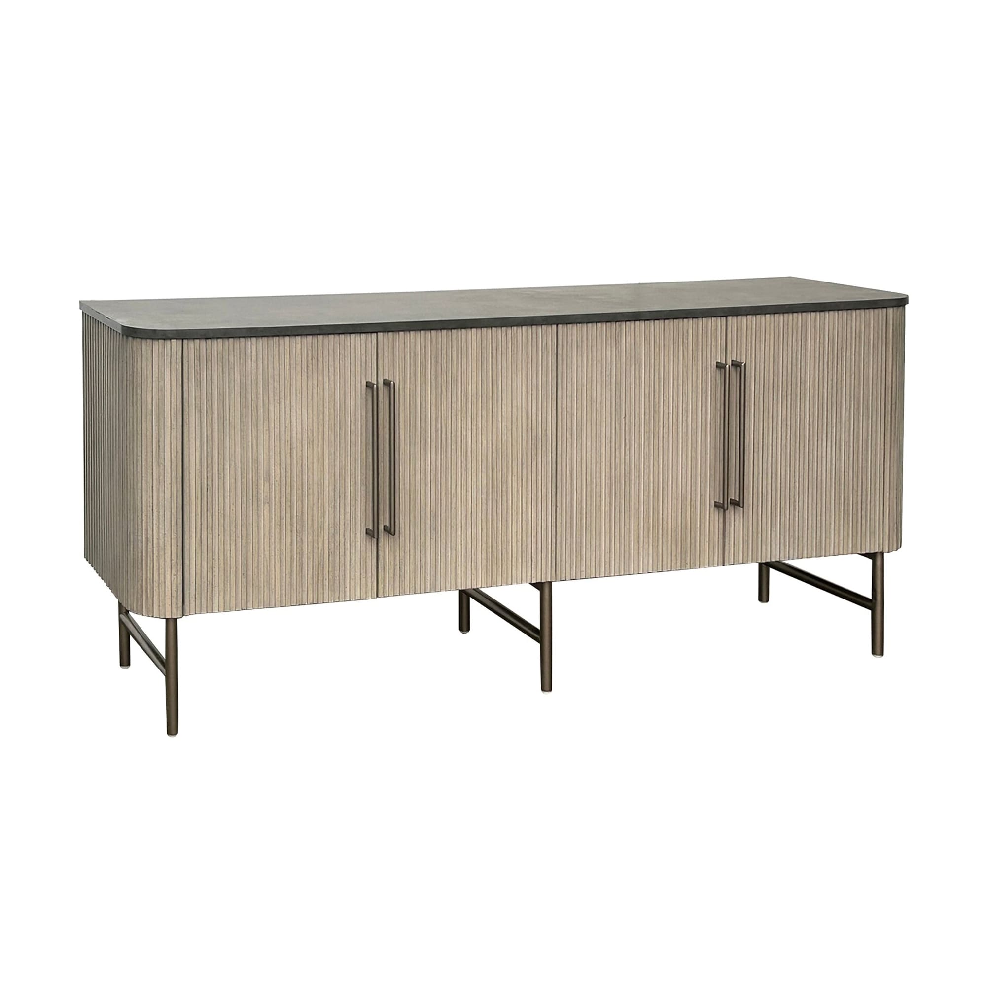 72 in. Gray Wooden 4 Door Media Credenza_Sideboard