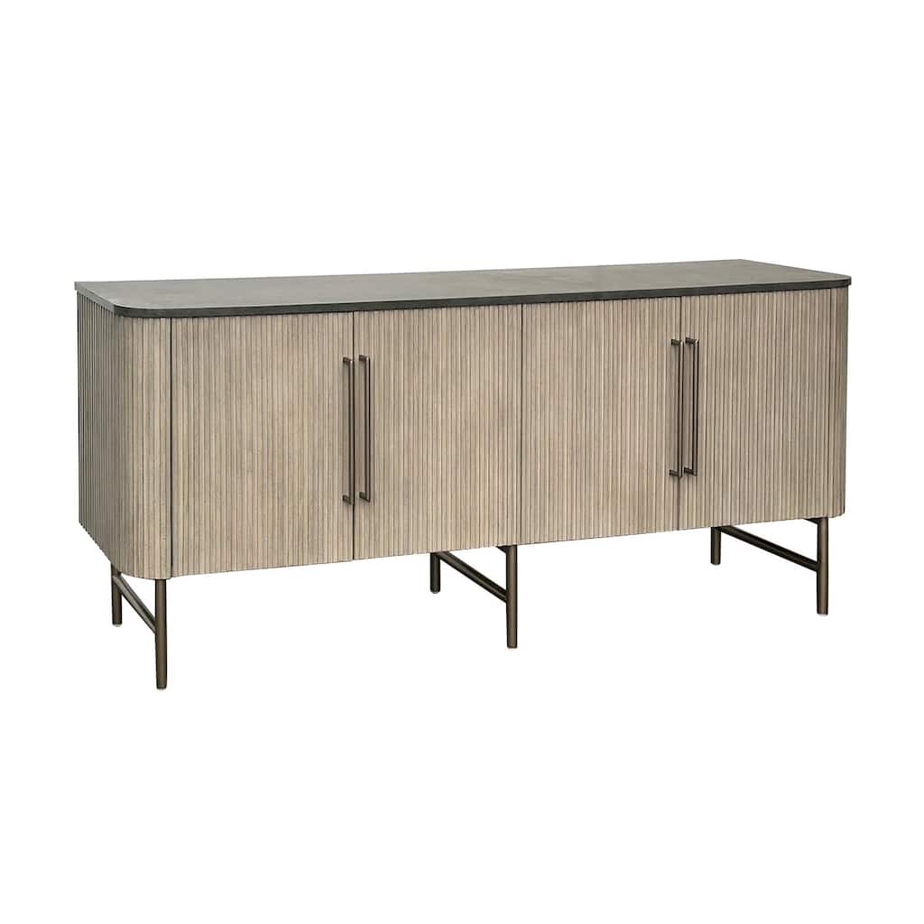 72 in. Gray Wooden 4 Door Media Credenza_Sideboard