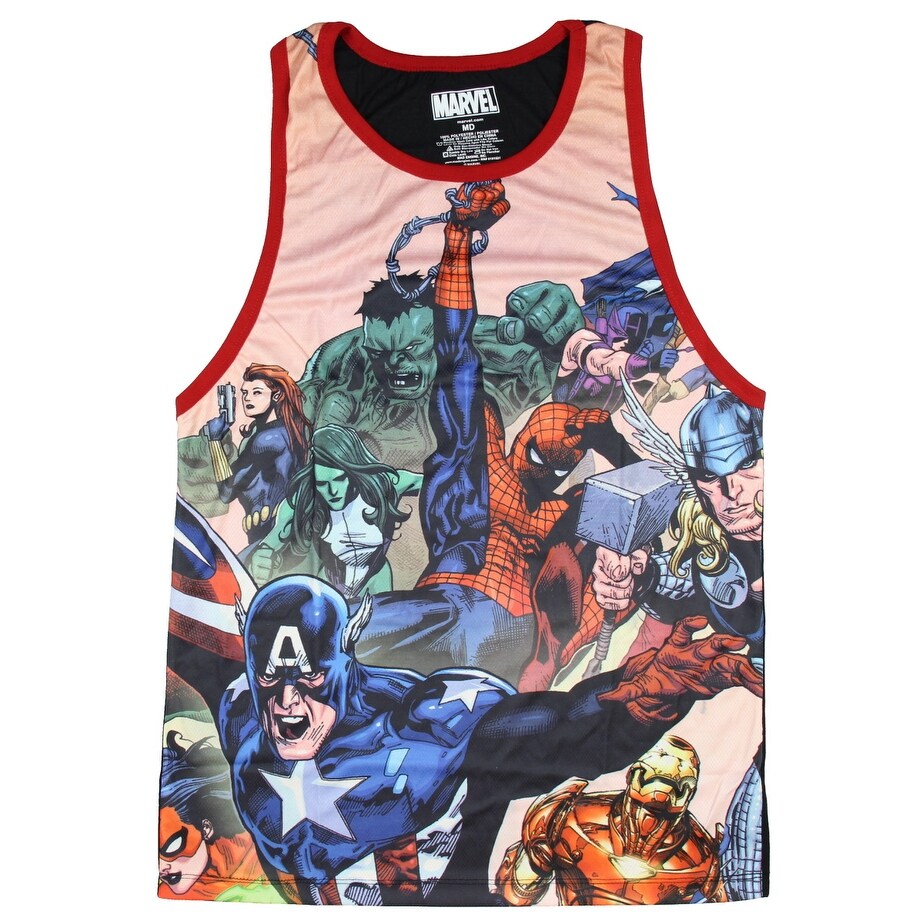 Shop Marvel Comics Avengers Meeting Room Men S Tank Top Sleeveless Shirt Tee Overstock 21720448