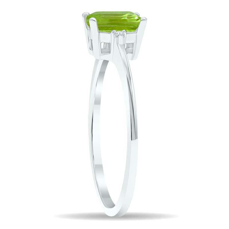 Women's Peridot and Diamond Classic Band in 10K White Gold