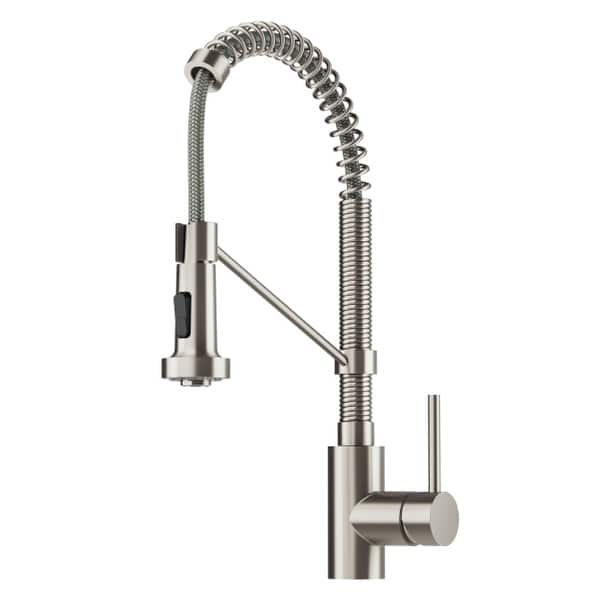 slide 2 of 38, Kraus Bolden 2-Function 1-Handle Commercial Pulldown Kitchen Faucet Stainless Steel + Soap Dispenser