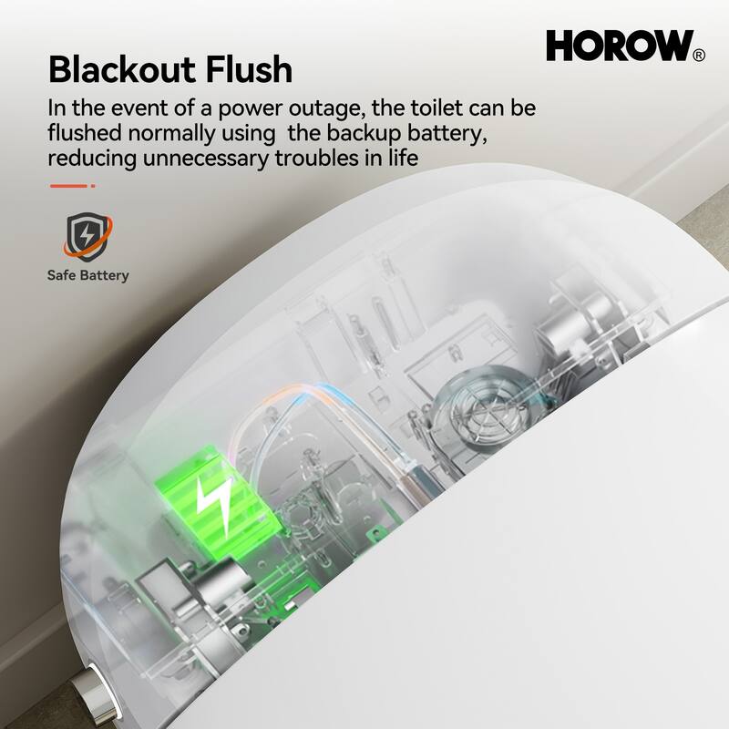 HOROW One Piece Dual Flush Elongated Toilet 1.27 GPF White Seat Included