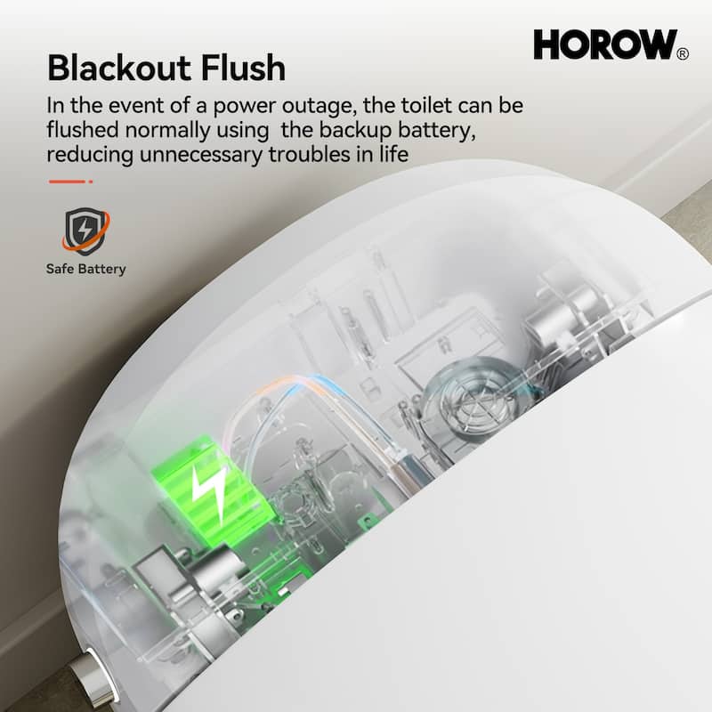 HOROW One Piece Dual Flush Elongated Toilet 1.27 GPF White Seat Included