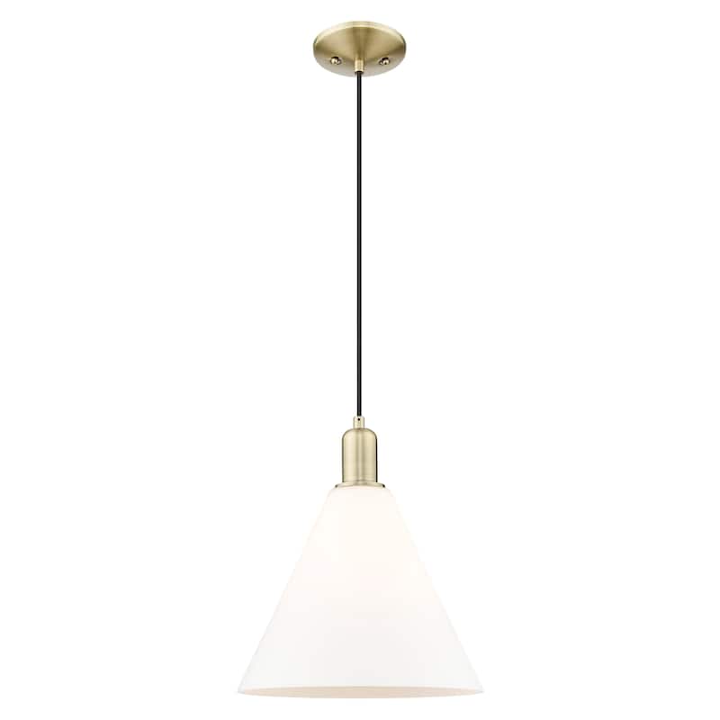 Innovations Lighting Endless Possibilities Arcadia - Berkshire Glass - 1 Light 12" Cord Hung Mini Pendant - Antique Brass/Matte White