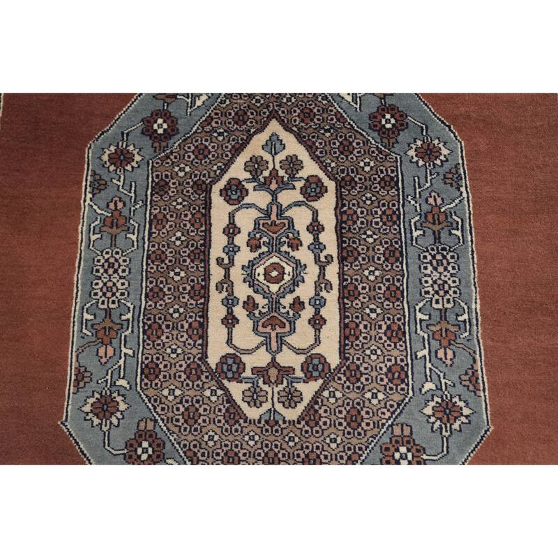Hand Knotted Oriental 100% Wool Carpet Traditional Medallion Brown Bokhara Area Rug - 8' 11'' X 6' 1''