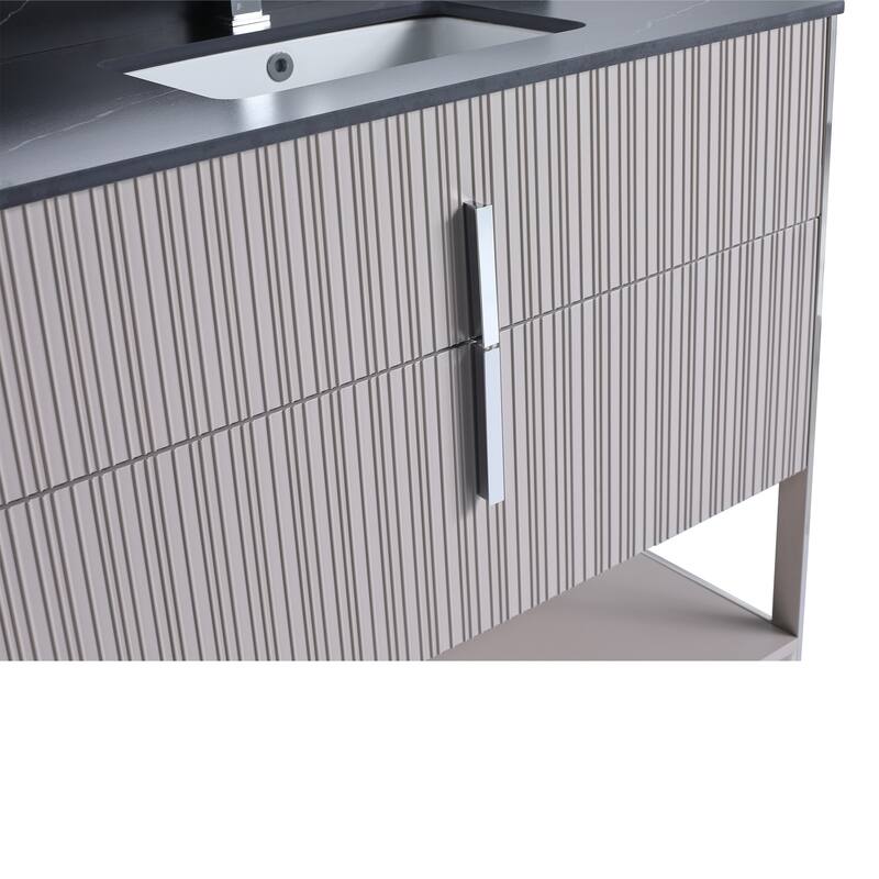 Fine Fixtures Serenity Modern Bathroom Vanity with Black Sintered Stone Top