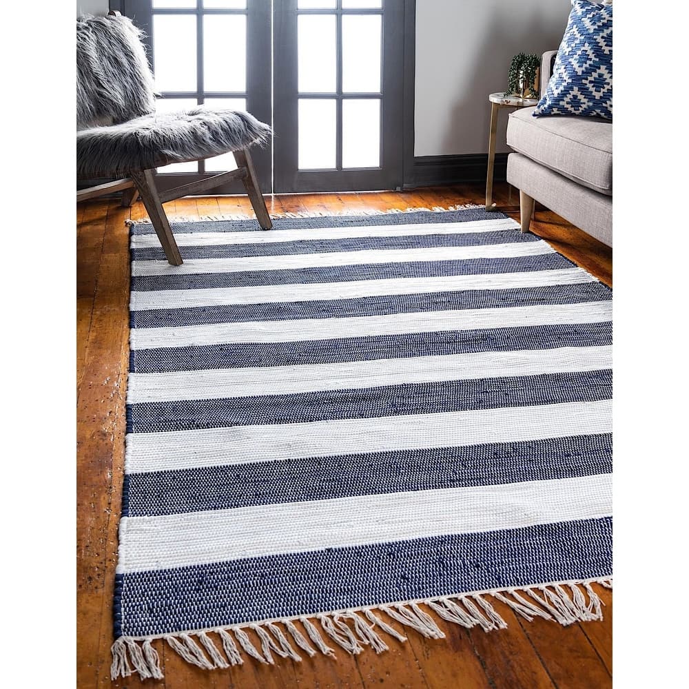 Solid/Striped Emaburn Collection Area Rug