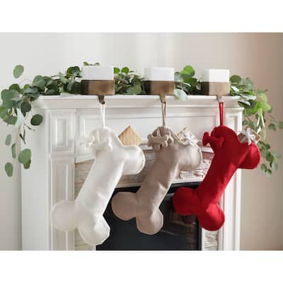 SAFAVIEH Holiday Reinhilde Chestnut Dog Bone Hanging Stocking (Set of 3) - 12" W x 20" L - 12Wx20D