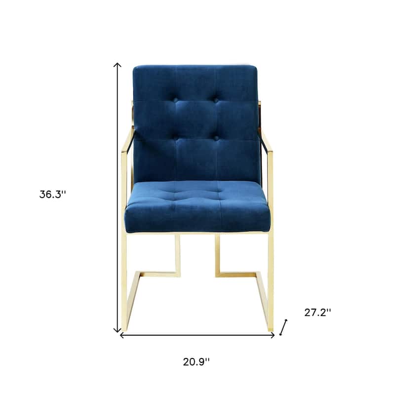 Set of 2 Modern Upholstered Arm Dining Chairs with Tufted Solid Back Steel Legs for Dining Room - 36.3”H x 20.9”W x 27.2”D