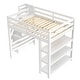 preview thumbnail 32 of 30, Wooden Loft Bed Frame with 4-tier Storage Shelf, Small Wardrobe, White LED Light and Storage Staircase, Space Saving Storage Bed