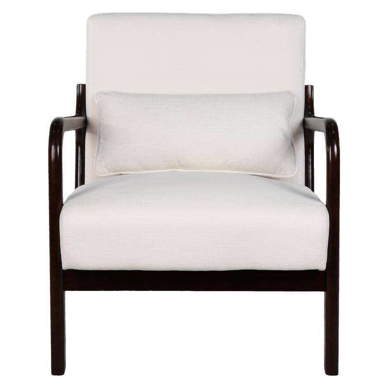 Mid-Century Modern Accent Chair with Solid Wood Frame and Detachable Lumbar Pillow for Living Room or Bedroom