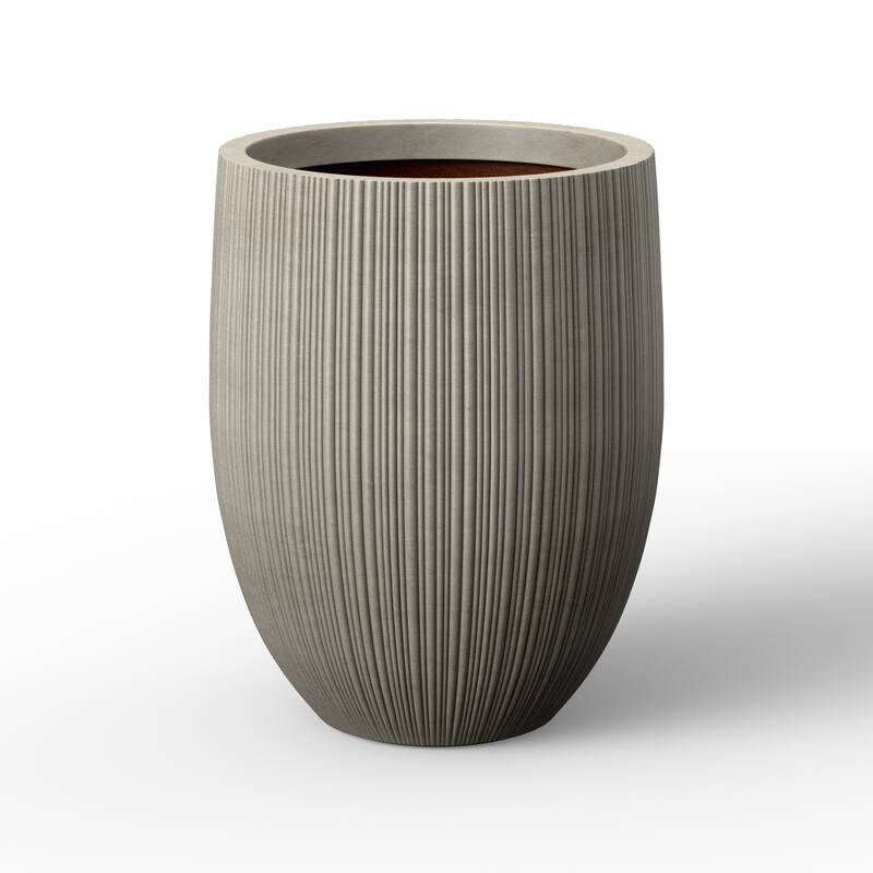 Concrete Round Planter Flower Pot with Drainage Holes - 17 x 21.5 - Stone Gray(Enhanced Interior)