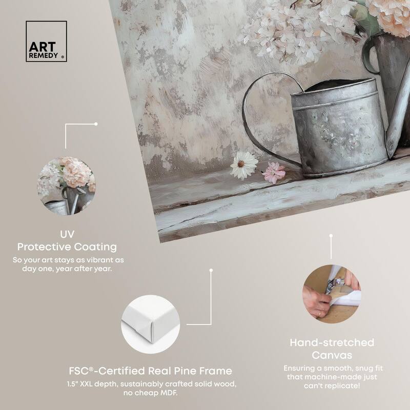 Can and White Blooms Canvas by Art Remedy, Gallery Wrapped