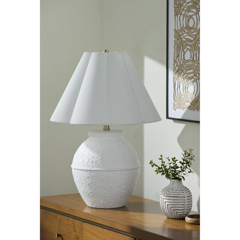 Livabliss Katsuo Traditional Accent Table Lamp - 25"H x 18"W x 18"D - White