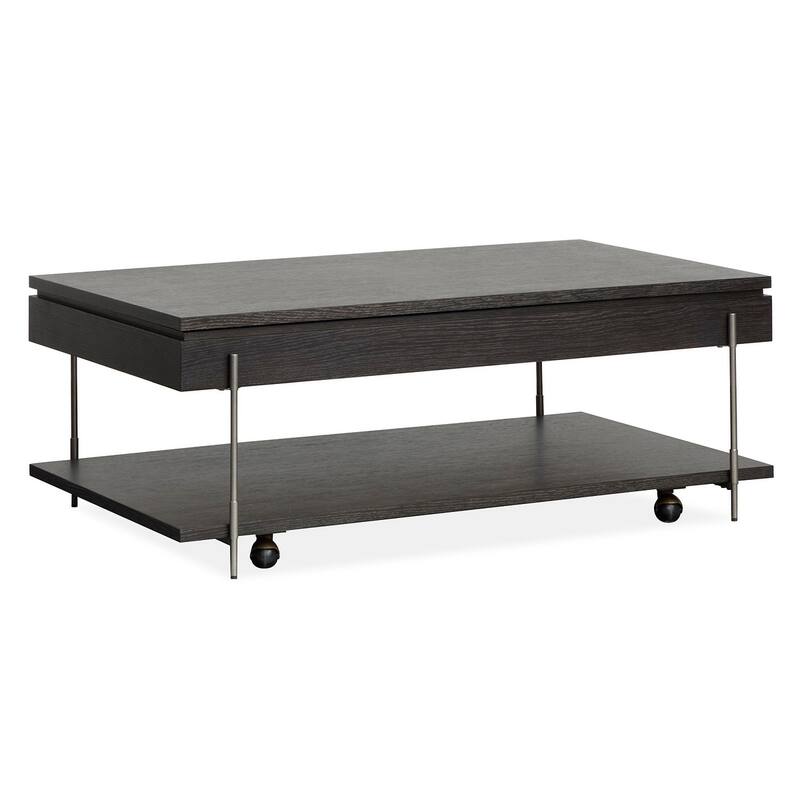 Magnussen Home Spencer Dark Briarsmoke Lift Top Storage Cocktail Table with Casters - 50''W x 28''D x 18''H - 50''W x 28''D x 18''H
