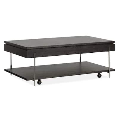 Magnussen Home Spencer Dark Briarsmoke Lift Top Storage Cocktail Table with Casters - 50''W x 28''D x 18''H