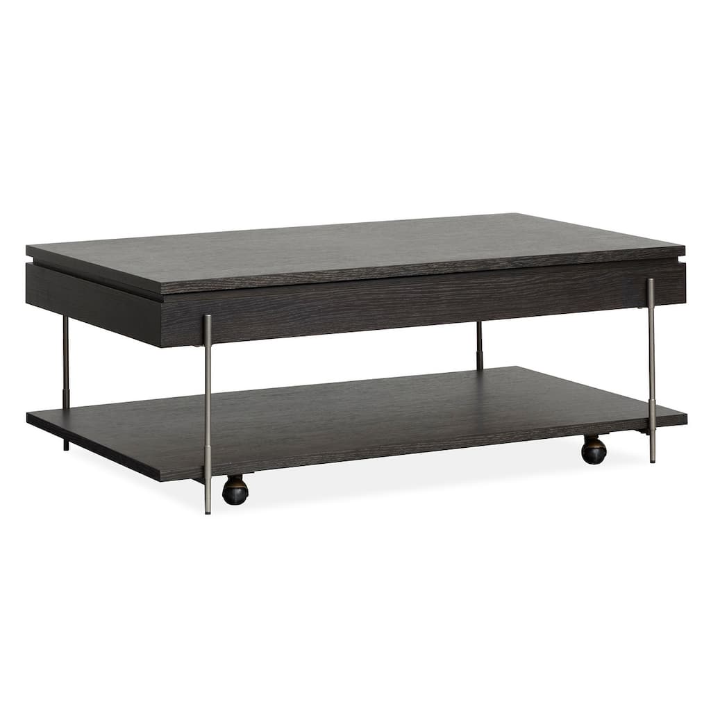 Magnussen Home Spencer Dark Briarsmoke Lift Top Storage Cocktail Table with Casters - 50''W x 28''D x 18''H