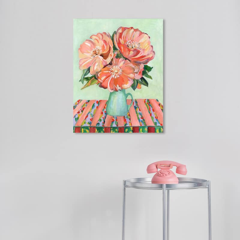 Wynwood Studio Canvas Floral and Botanical Peachy cocktail Orange and Pastel Orange Traditional Wall Art Canvas Print - 20 x 16