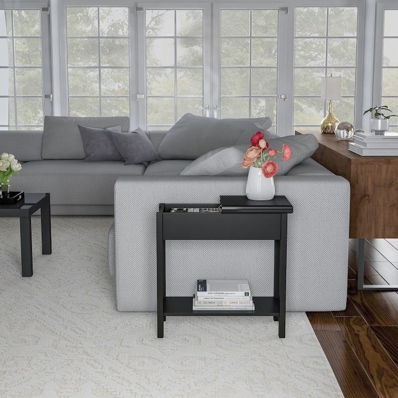 Hastings Home Flip Top End Table with Storage - 22.75” x 11” x 24”