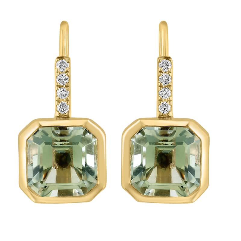 EFFY 14K Yellow Gold Diamond Green Amethyst Earrings
