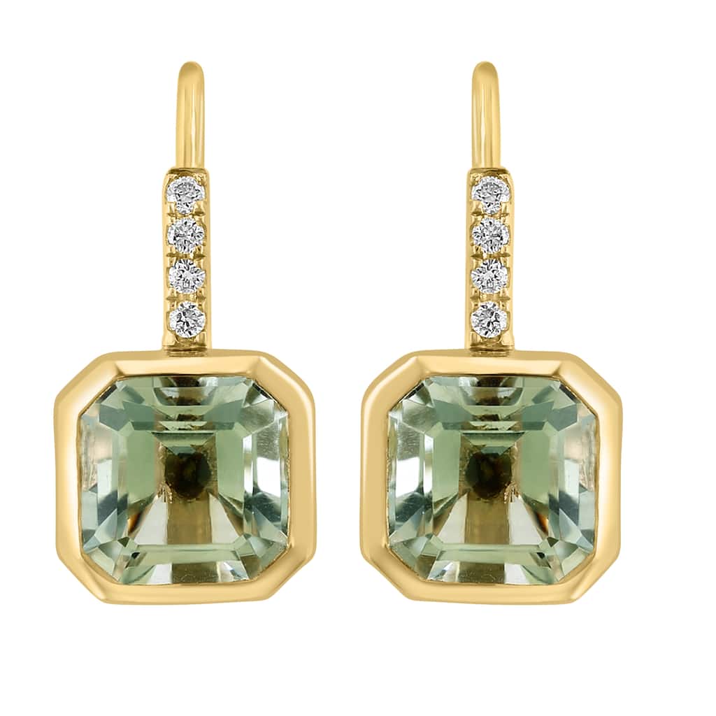 EFFY 14K Yellow Gold Diamond Green Amethyst Earrings