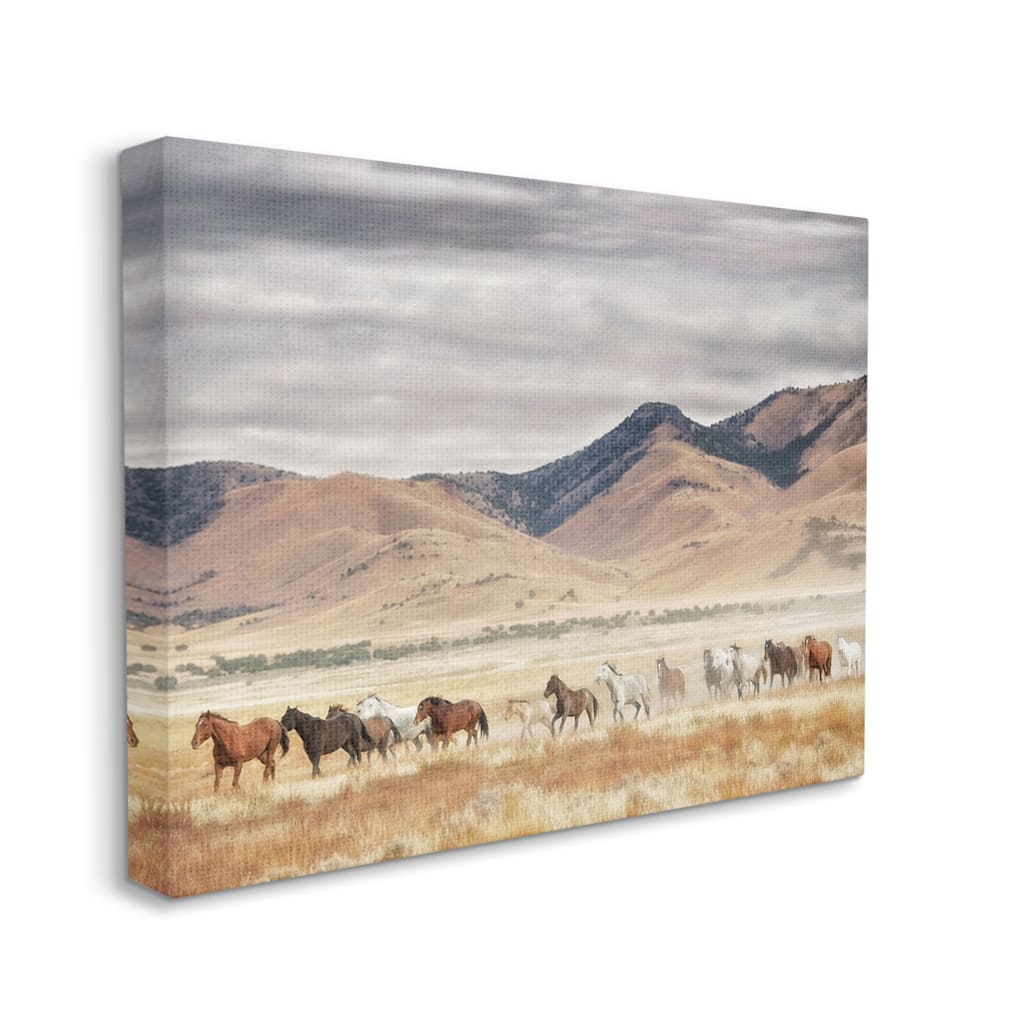 Stupell Wild Horses Roaming Across Western Landscape Canvas Wall Art