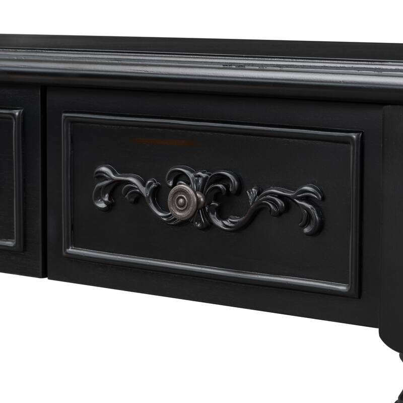 Modern Curved Console Table with 4 Drawers and 1 Shelf