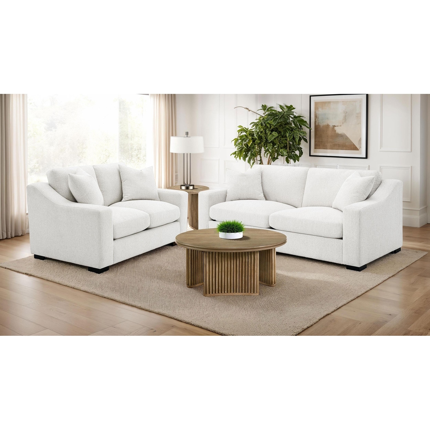 Ashlyn Upholstered Sloped Arm Sofa Set