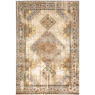 10' x 13' Gray and Beige Aztec Pattern Area Rug - 3'6