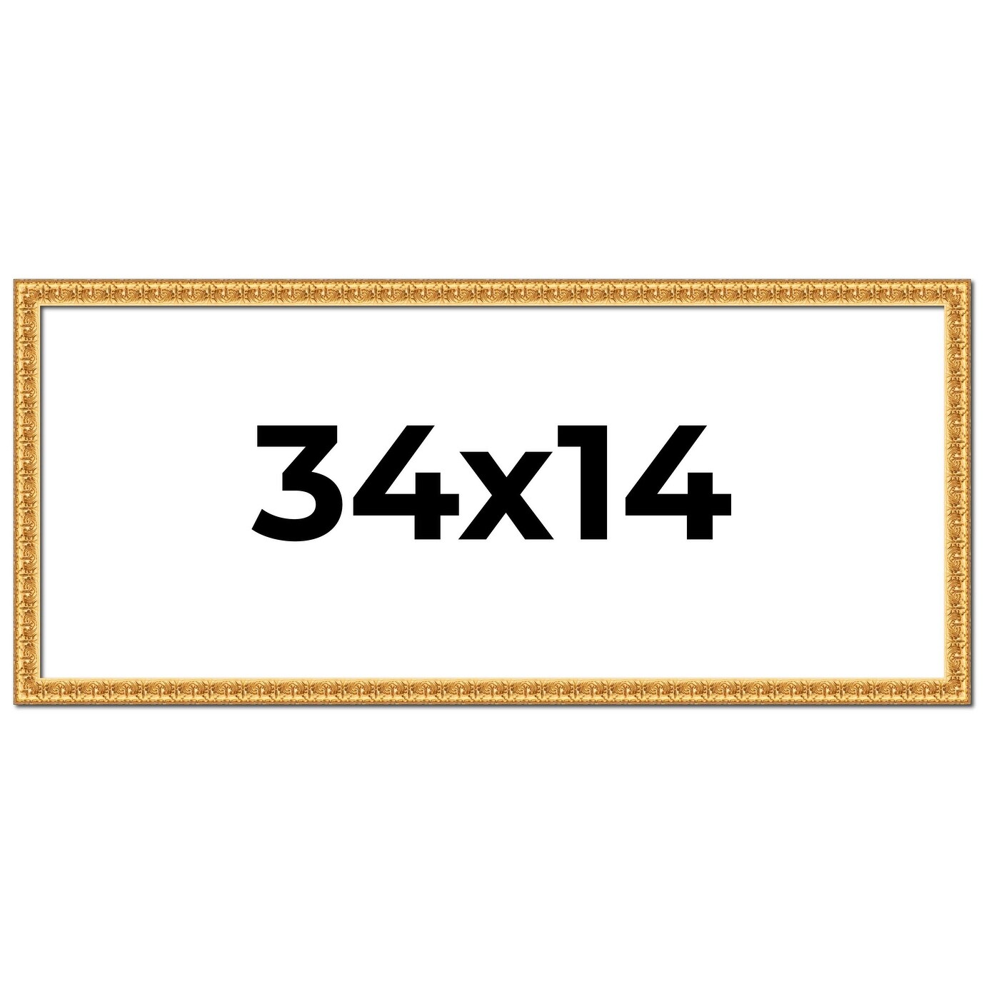 34x14 Frame Gold Real Wood Picture Frame Width 1 inches | Interior