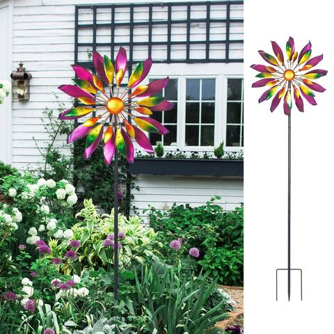 Adeco Wind Spinners Outdoor Metal Windmill Stake