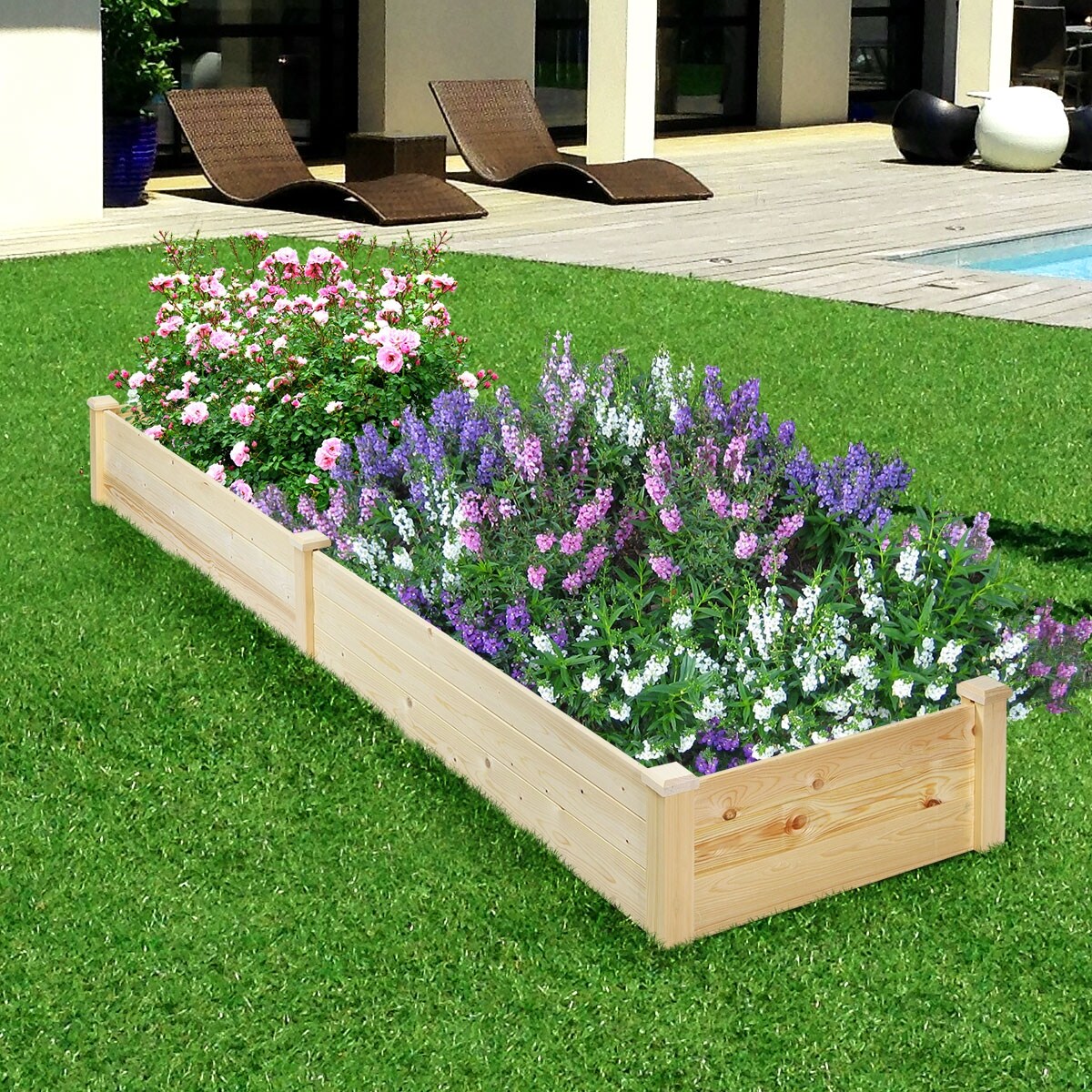 2pcs Plastic Raised Garden Beds Outdoor Patio Elevated Planter Box For Vegetables Flowers Herbs Modern Rattan Pattern Balcony Garden Planting Boxes Kit With Self Watering White Raised Beds Patio Lawn Garden Rayvoltbike Com