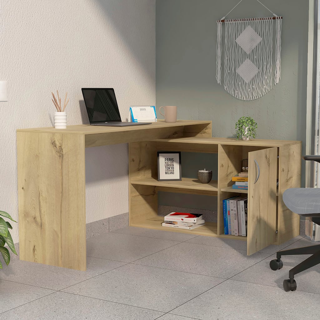 Lyncliff 1-Drawer 2-Shelf L-Shaped Office Desk