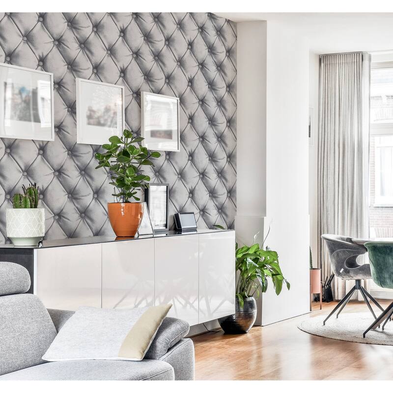 Arthouse Ella Silver Tufted Wallpaper