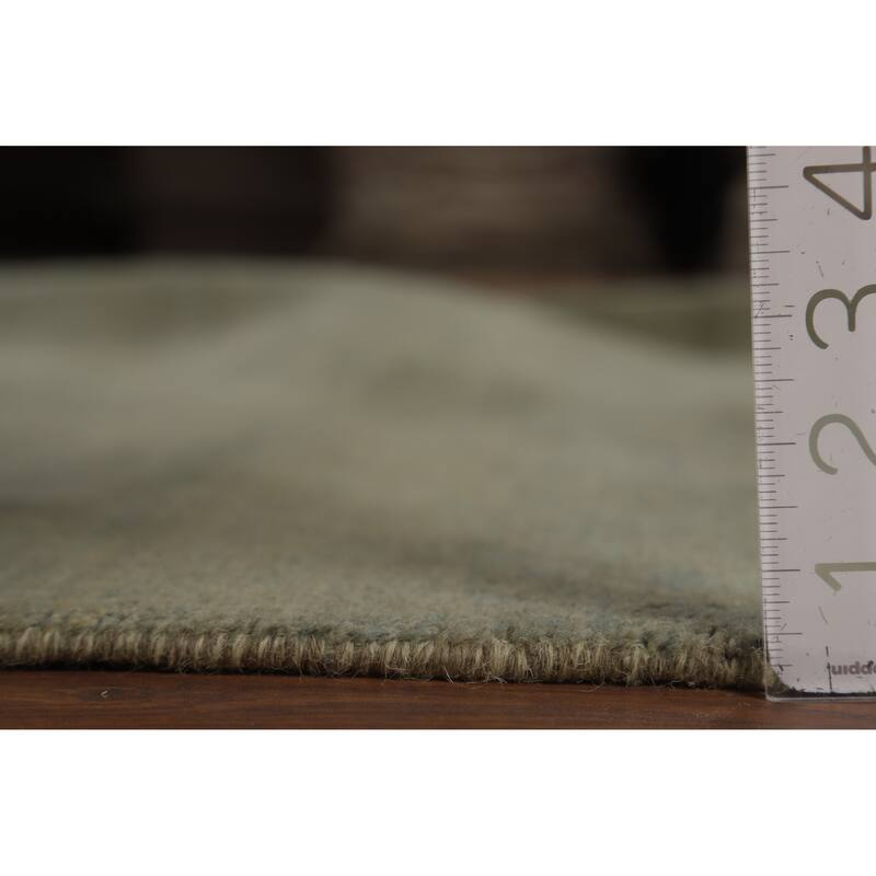 Sage Green Solid Gabbeh Modern Area Rug Hand-Knotted Wool Carpet - 6'10" x 9'5"