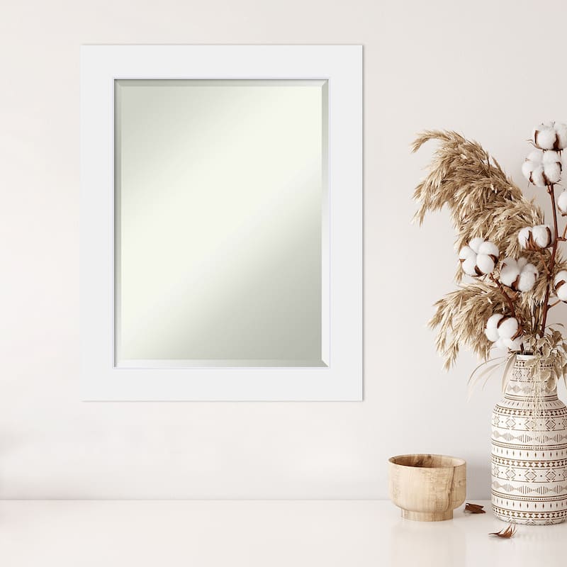 Beveled Wood Wall Mirror - Corvino White Frame