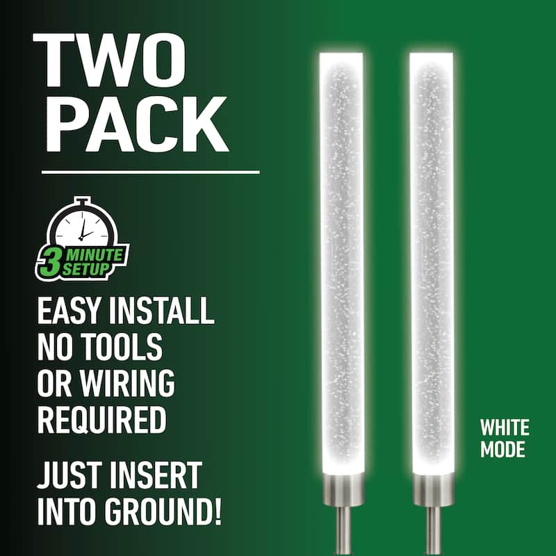 Bell + Howell Color Changing Solar Powered Glimmer Sticks for Gardens and Pathways - 4 Pack - White