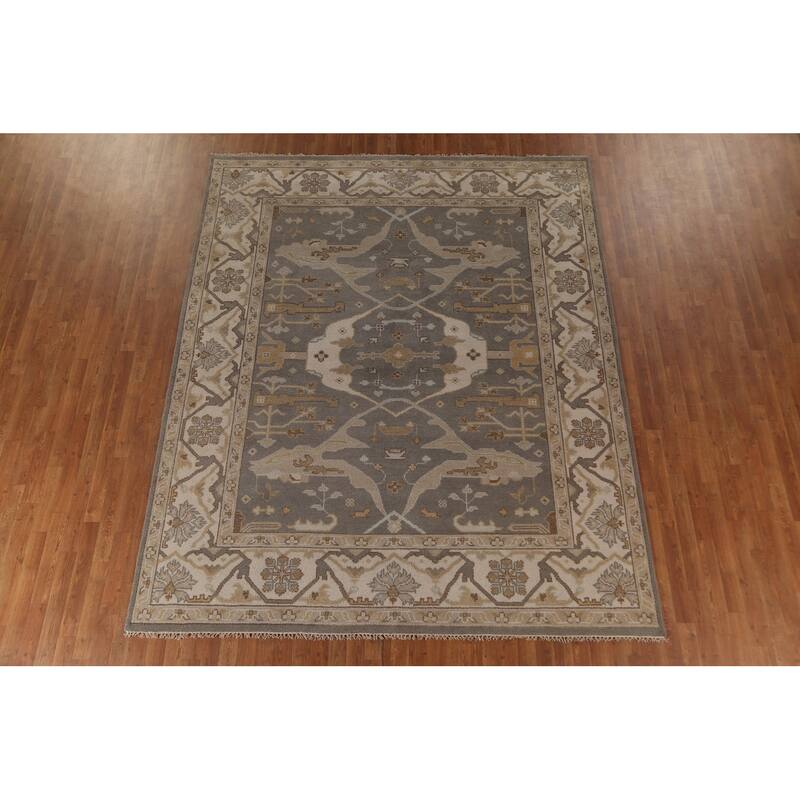 Oushak Oriental Area Rug Hand-Knotted Wool Carpet - 8'2"x 9'11"