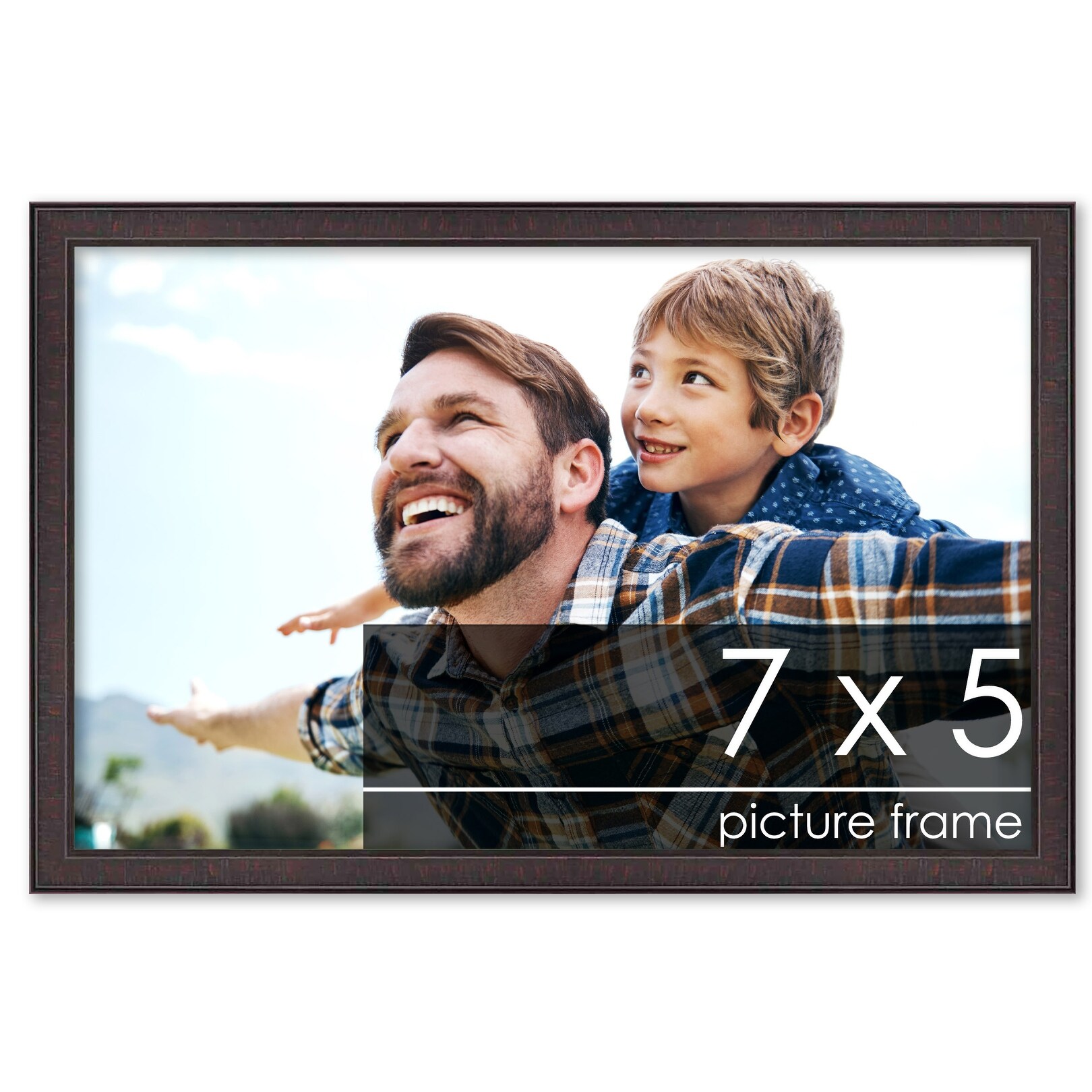 7x5 Distressed/Aged Mahogany Complete Wood Picture Frame with UV