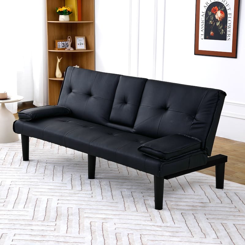 The 67-inch PVC multi-functional sofa bed, with a foldable and cup holder design