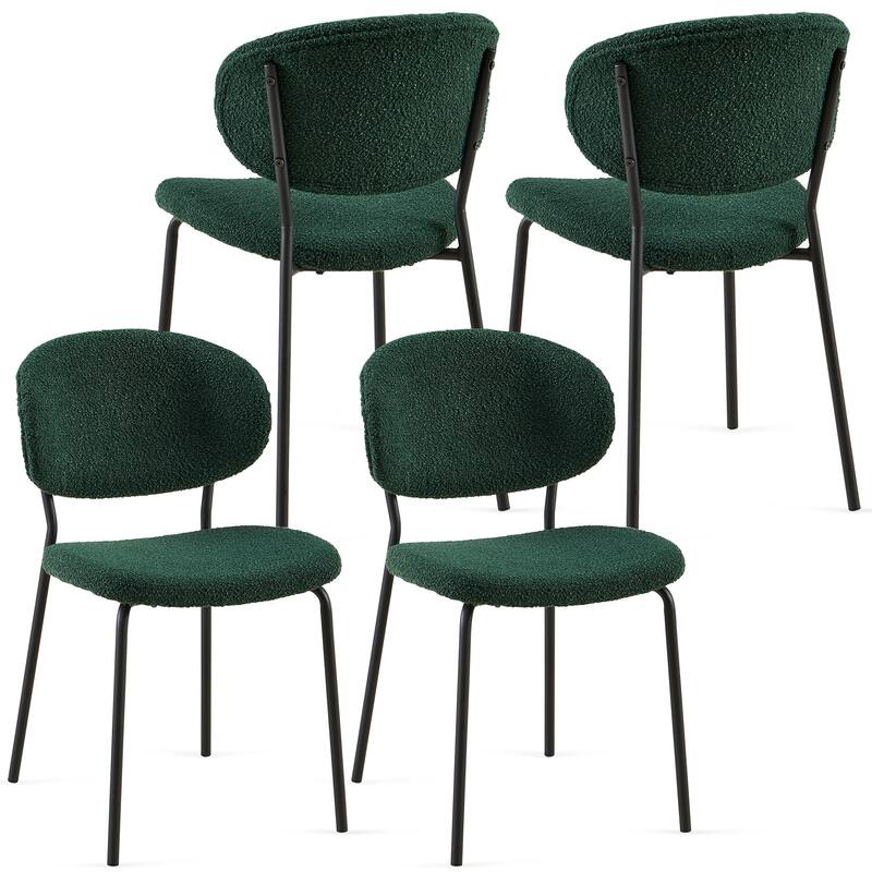 Modern 4 Piece Fabric Kitchen Dining Chair with Backrest, Cushioned, Metal Legs for Dining Room Kitchen Living Room Bedroom