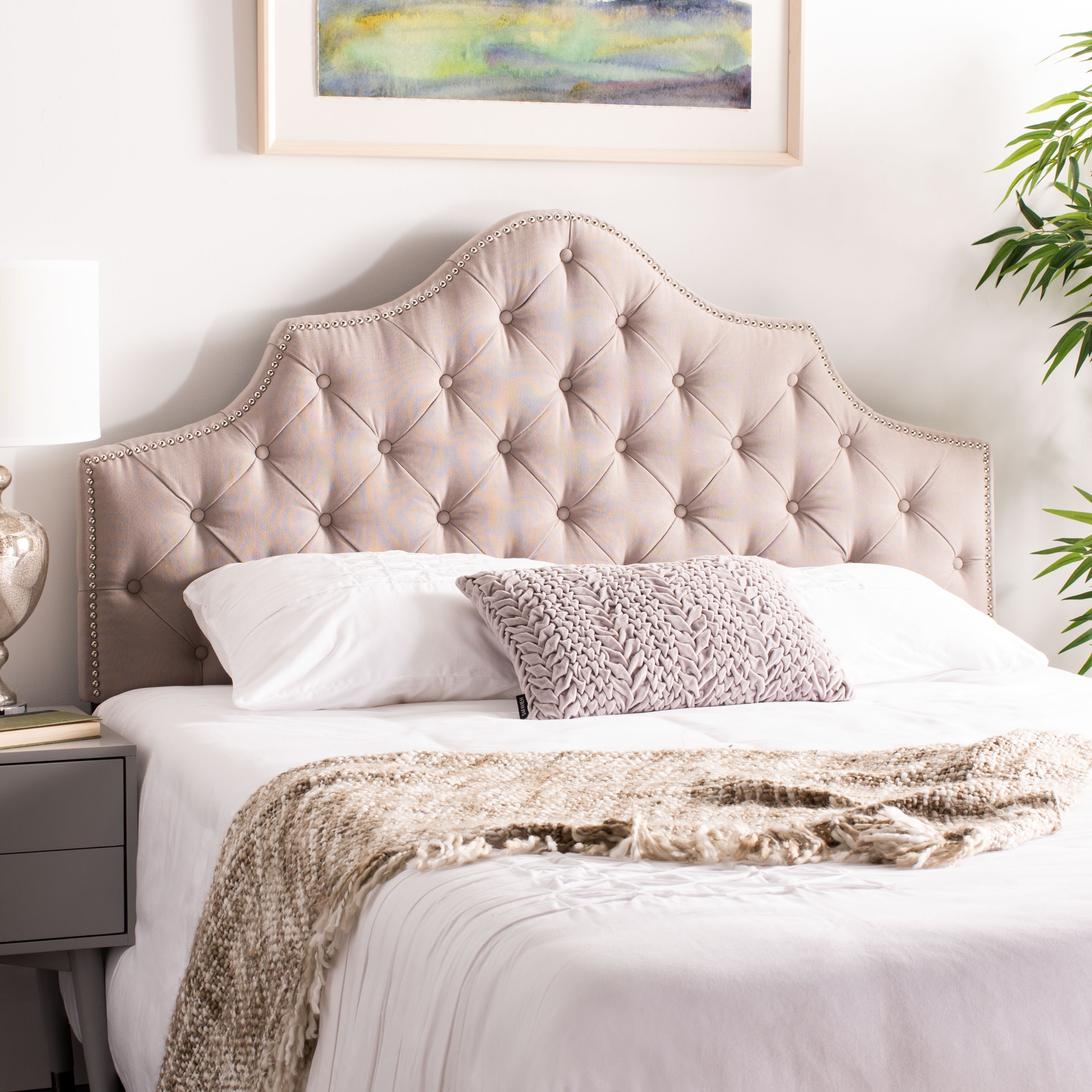 Taupe upholstered deals headboard