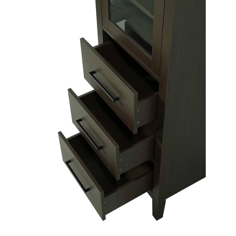 Laura 16-28 Inch Bath Storage Glass Cabinet