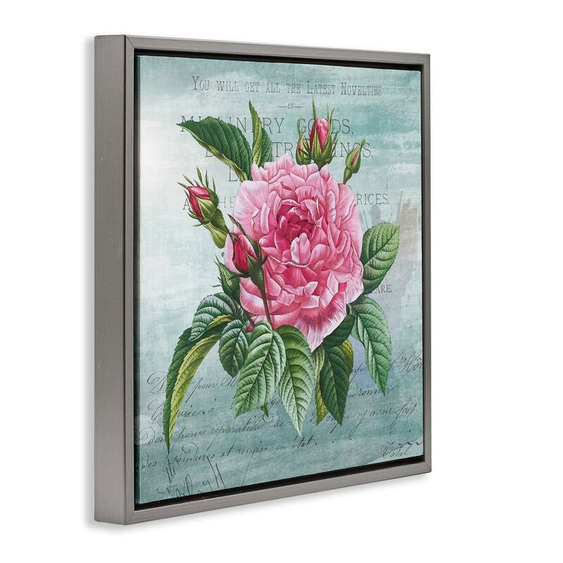 Stupell Pink Dahlia over Rustic Framed Floater Canvas Wall Art Design By Susan Arnot