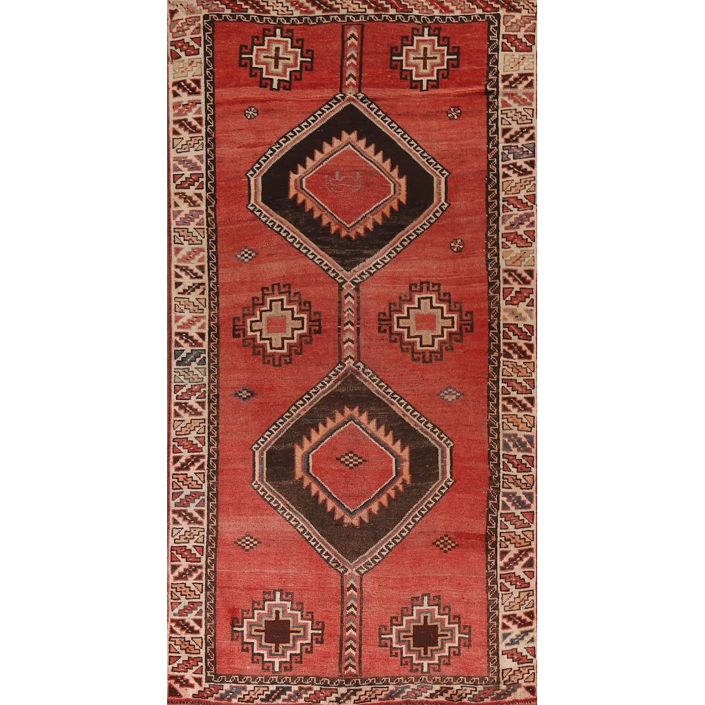 Geometric Lori Persian Vintage Runner Rug Handmade Wool Carpet - 4'5"x 8'11"