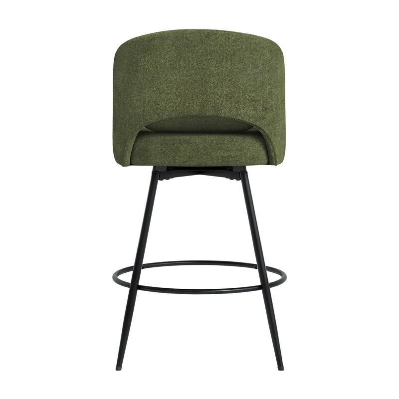 26 Inch Modern Upholstered Bar Stools, Swivel Metal Bar Stools Set Of 2/3/4, Bar Stools For Kitchen Island