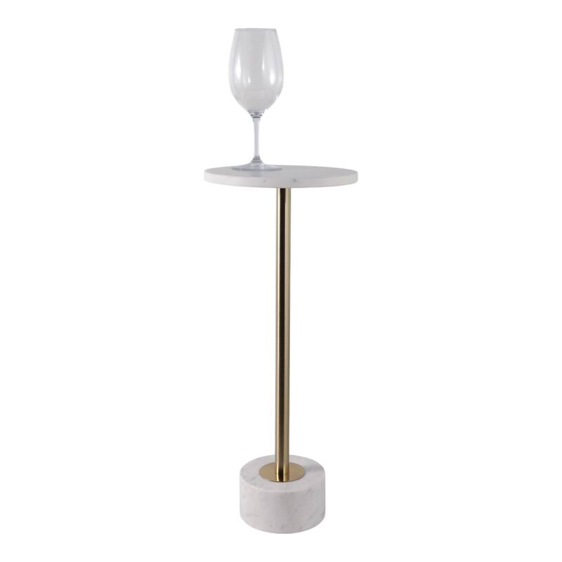 Modern End Table with Marble Top and Aluminum Base - 25" - 24.25"