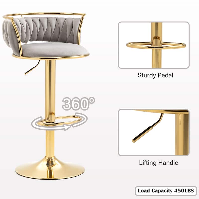 Modern Velvet 26" Adjustable Swivel Bar Stools (Set of 4)