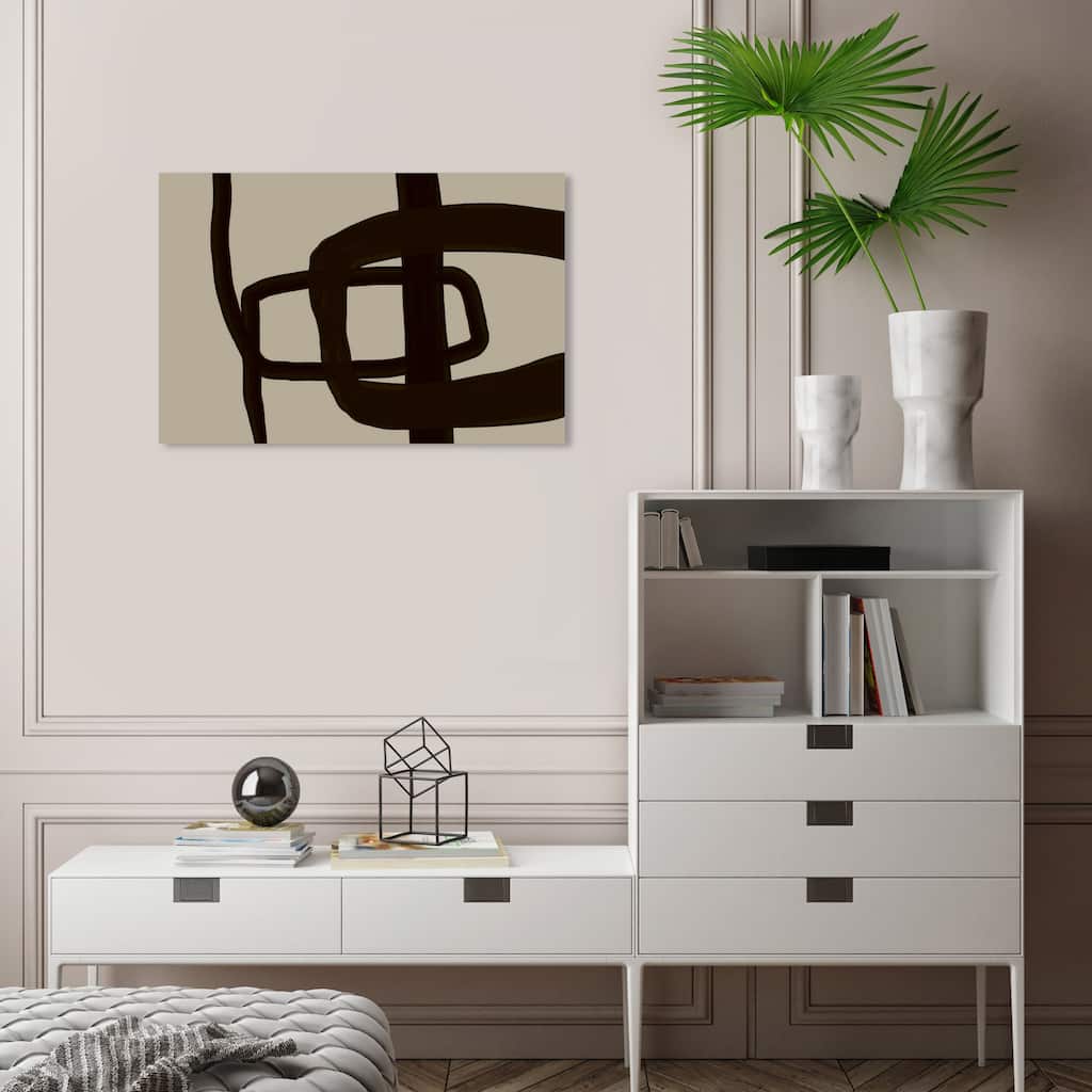 Wynwood Studio Canvas Abstract Diagram Black and Taupe Modern & Contemporary Wall Art Canvas Print